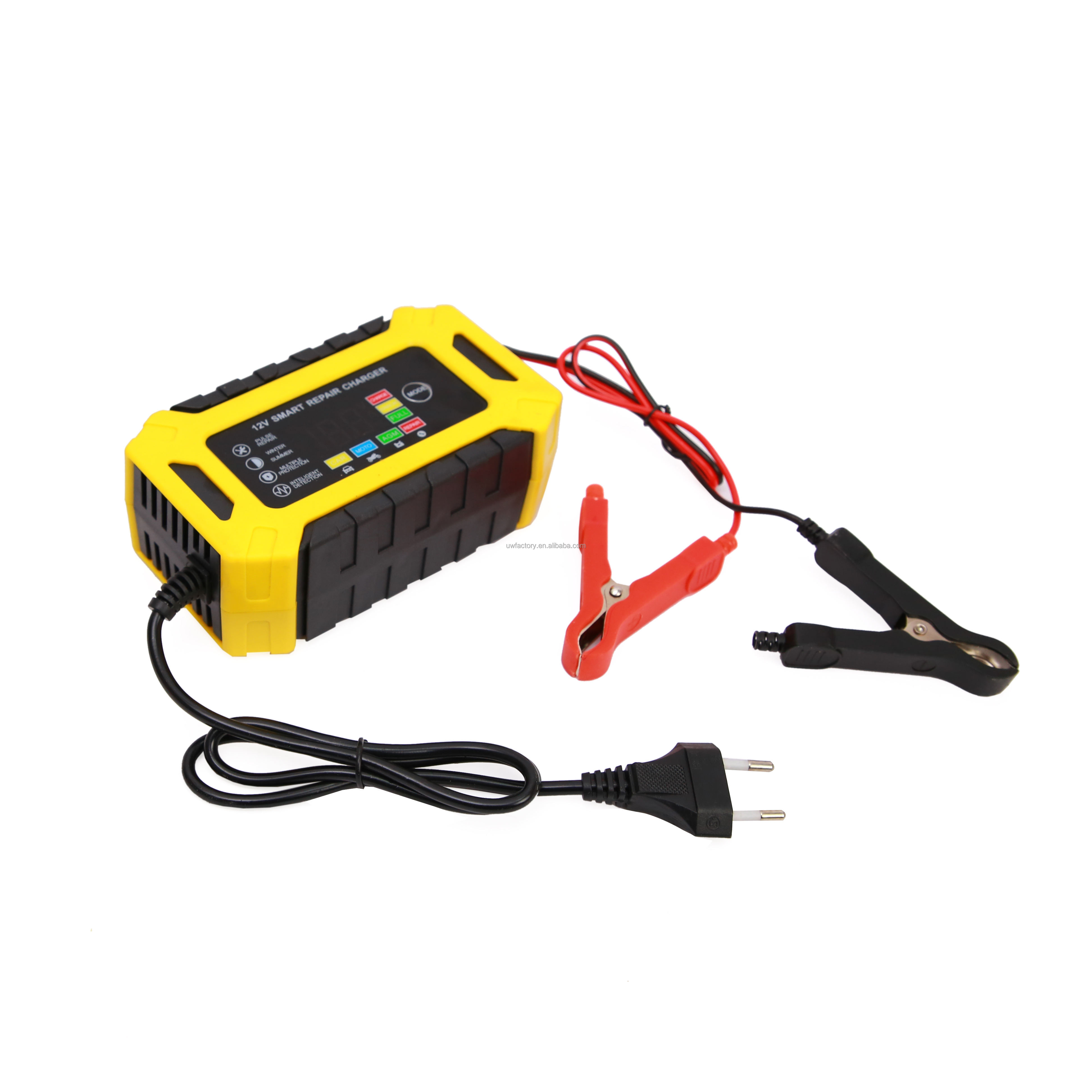 Connector Current Protection 12V 10A 8A Smart Digital Display Pulse Repair Car Battery Charger for AGM Gel EFB Battery