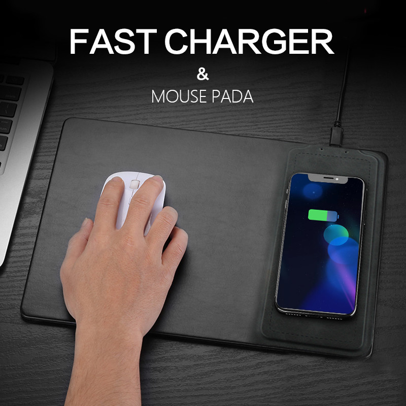 MOUSE PAD WIRELESS CHARGER 2018 10W 2 int 1 q black fast wireless phone charger large pu mouse pad for mobile phones