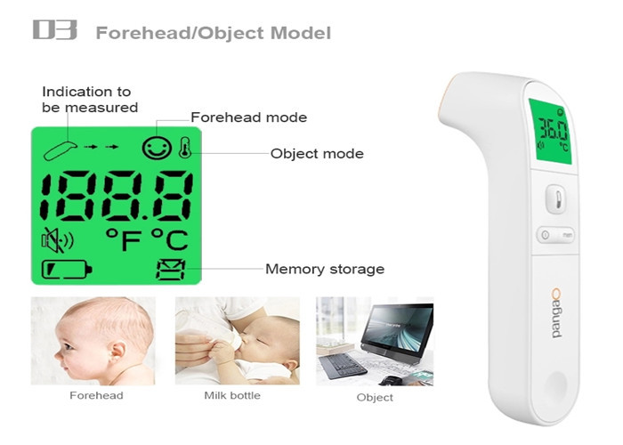 Accuracy ±0.2℃ Baby Safe Infrared Thermometer , Infrared Thermometer For Kids 2*1.5V AAA Batteries