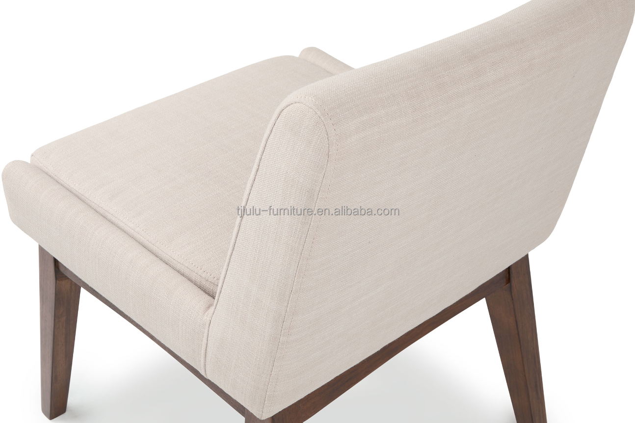 Mail Packing Nordic Modern Wood Structure Fabric Dining Chair For Restaurant Hotel Rubber Wood Frame