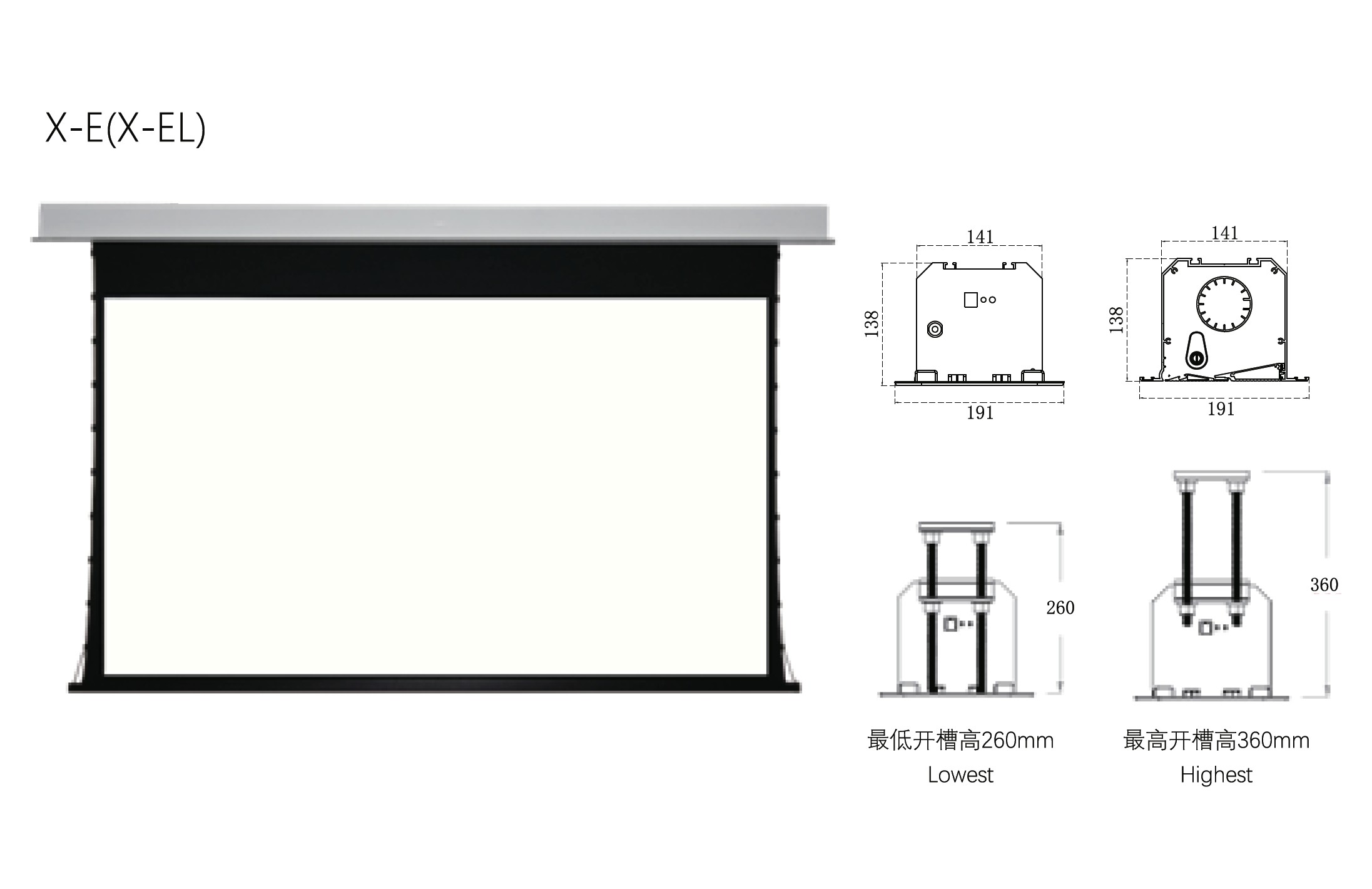 In Ceiling Electrical Projection TV Screens Retractable High Strength For Church Projector