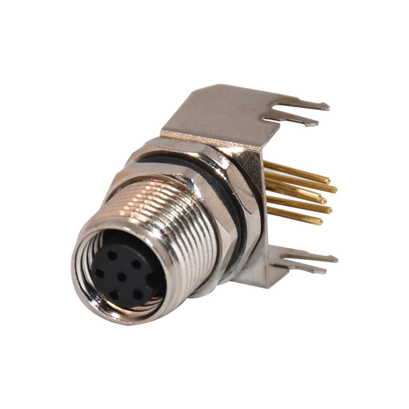 M8 6pins Female 90 Degree 4pins Female Panel Mount Connector Sensor Socket Receptacle