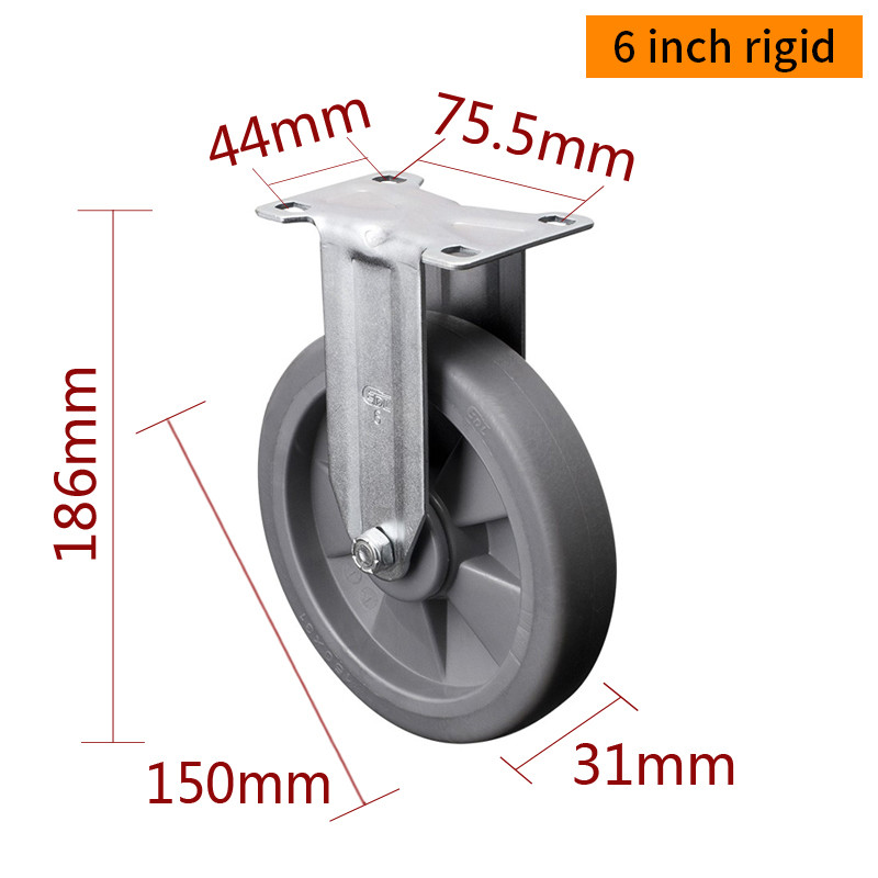 EDL Medium Duty Zinc Coating 6inch 110kg Plate TPE Caster by Rigid, Swivel and Brake type 5716P-57