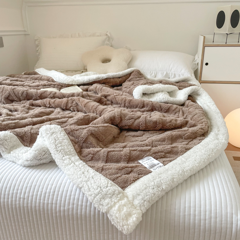 Jacquard Double Layer Flannel Throw Winter Fleece Sherpa Blanket 3ps Quantity Grade