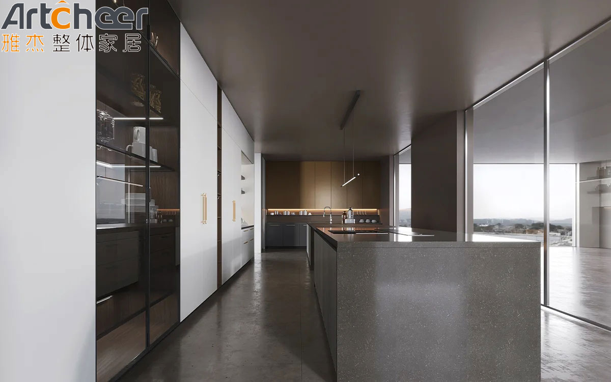 Italian Kitchen Cabinet Modern Design High End Lacquer and Laminated Finish
