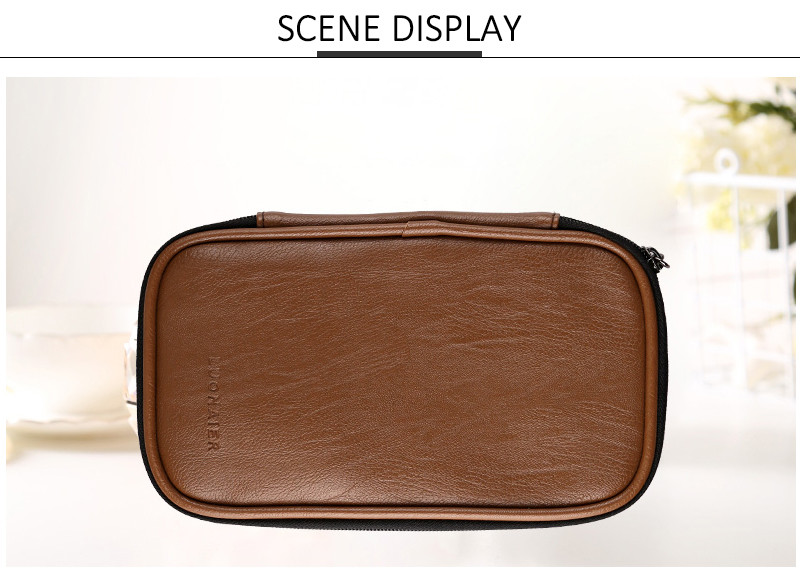 Men'S PU Leather Shaving Kit Bag With Leather Hook