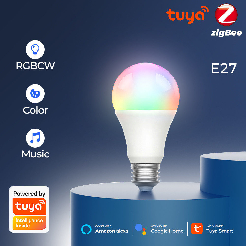 Tuya Zigbee 10W Smart Light Bulb E27 RGB LED Lamp Dimmable Timing Smart Life APP Voice Control For Google Home Alexa