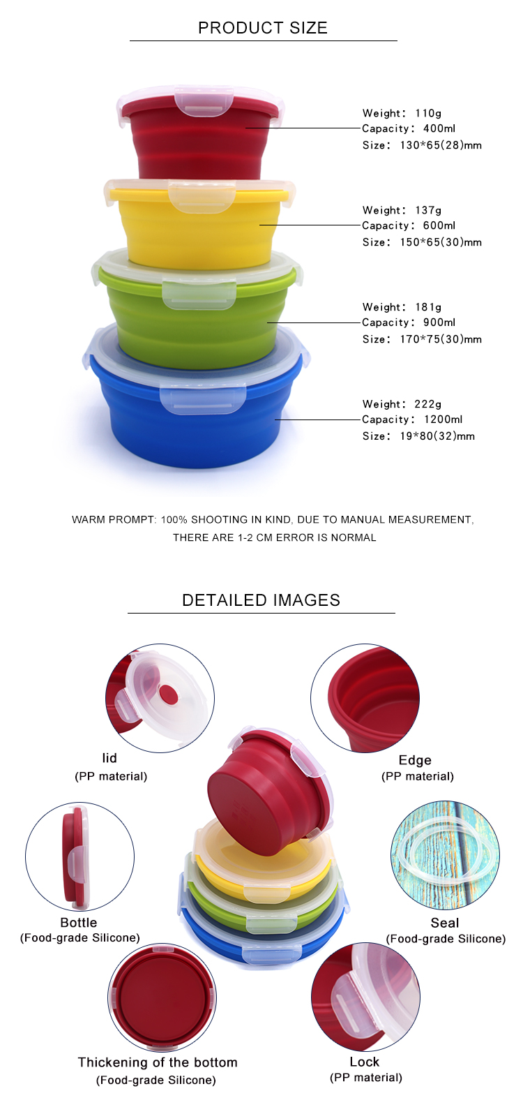 Set Of 4 Wholesale High Quality Silicone Lunch Box Plastic Cooler