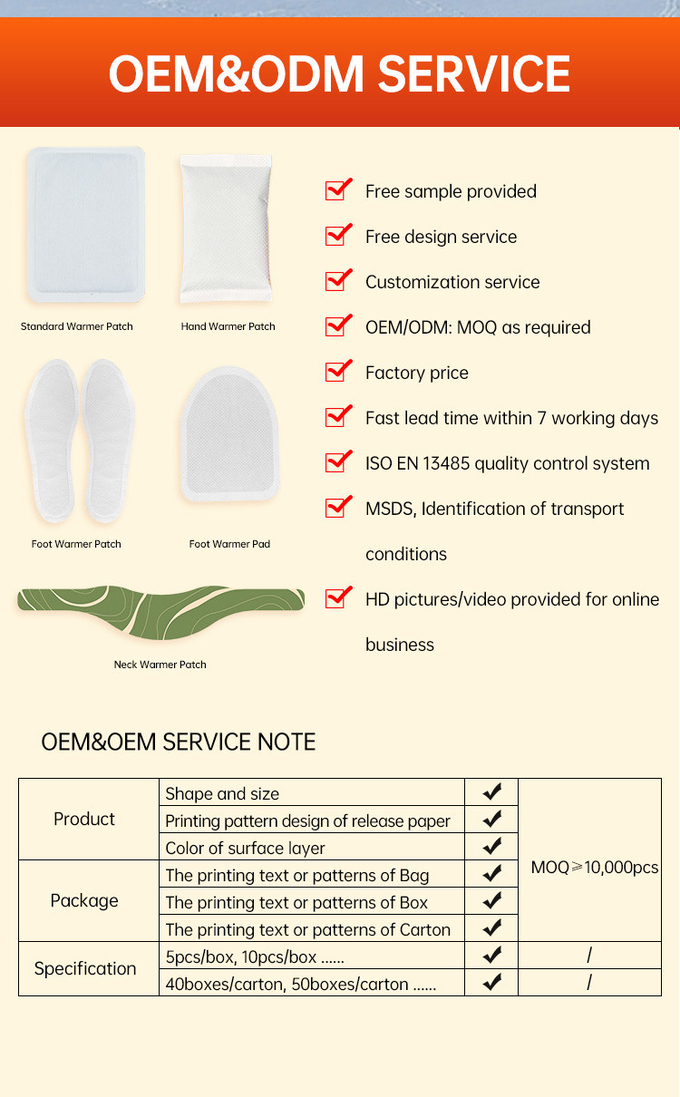 Customized Toe Heat Pads Air Activated Body Warmer Heat Patch For Foot