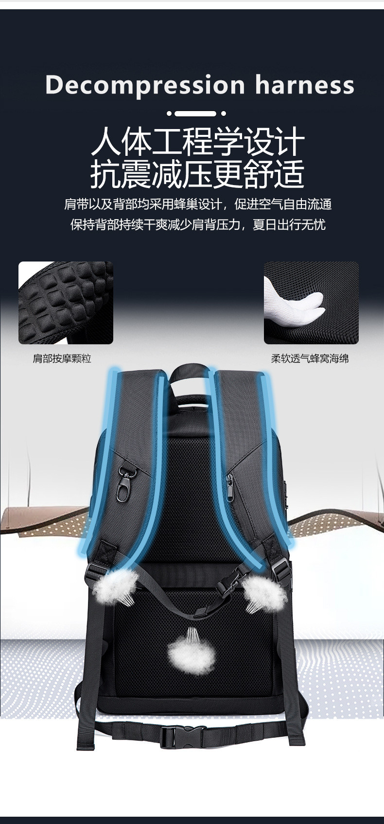 NEW BUSINESS BACKPACK DAILY COMMUTER BACKPACK MEN'S LARGE CAPACITY SHOCK-ABSORBING WATERPROOF SCHOOLBAG LAPTOP BAG