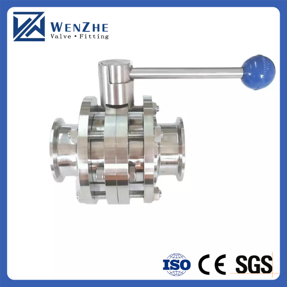 Three Pieces Welded Hygienic Butterfly Valves for FLASH SALE in SS304 / 316L Material