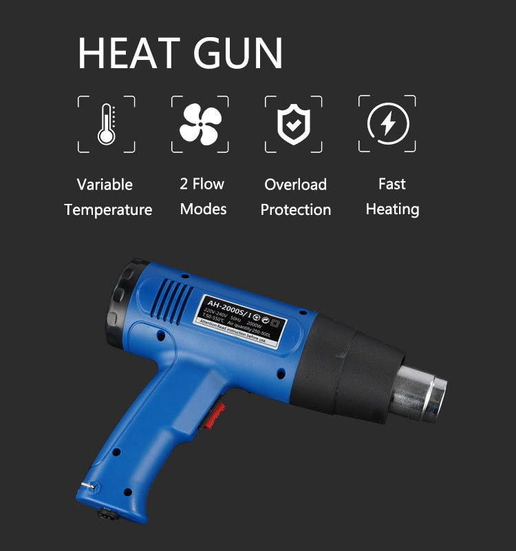 2000W Electric Hot Air Heat Gun for Portable Hand Held Shrink Wrapping at 110V/220V