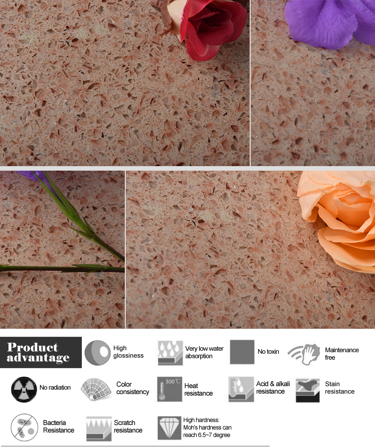Artificial Light Pink Quartz Stone