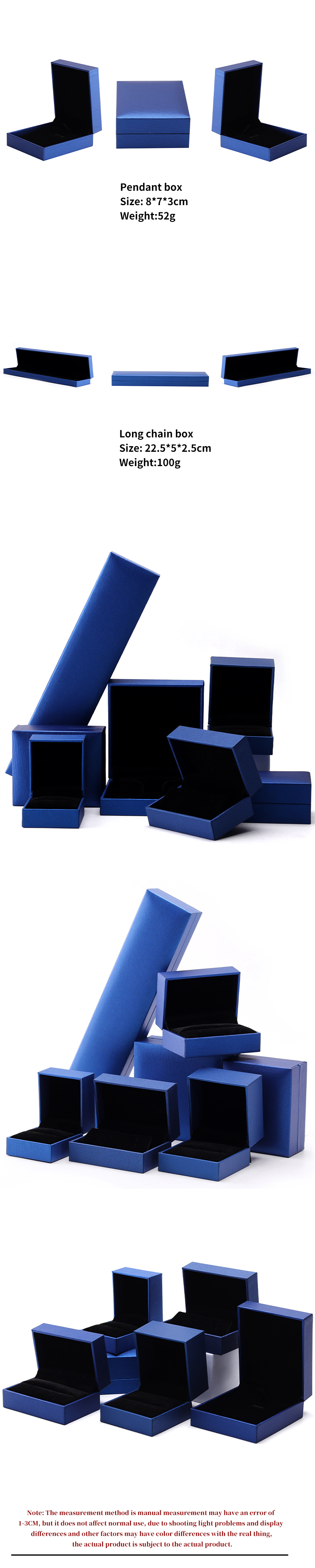 Blue Luxury Paper Jewelry Box Custom Logo Earrings Necklace Pendant Ring Packaging