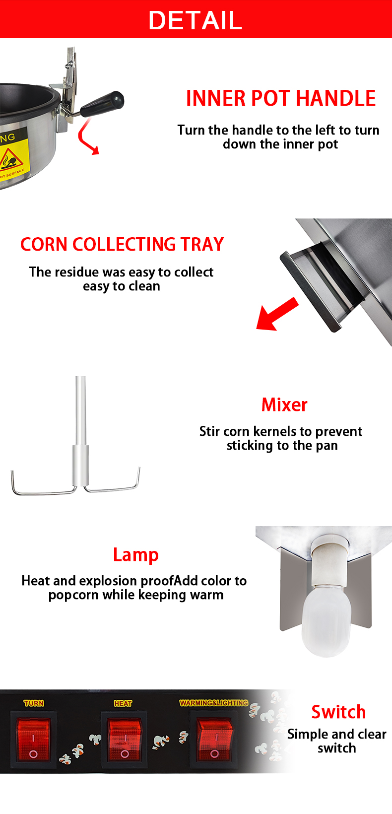 550*412*750mm EB-07 Commercial Popcorn Machine for Cinema and Shopping Malls