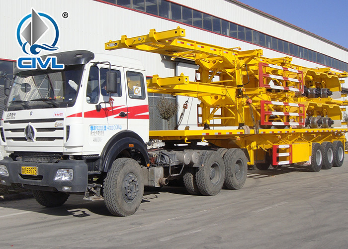2/3/4 Axles Flatbed Semi-Trailer For Transporting Containers Jost Support Leg Fuwa Axle/ BPW Axle