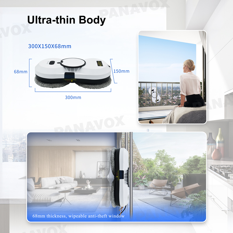 Ultra Thin Edge Detection Glass Cleaning Robot 80W 240v Water Jet Vacuum Cleaner