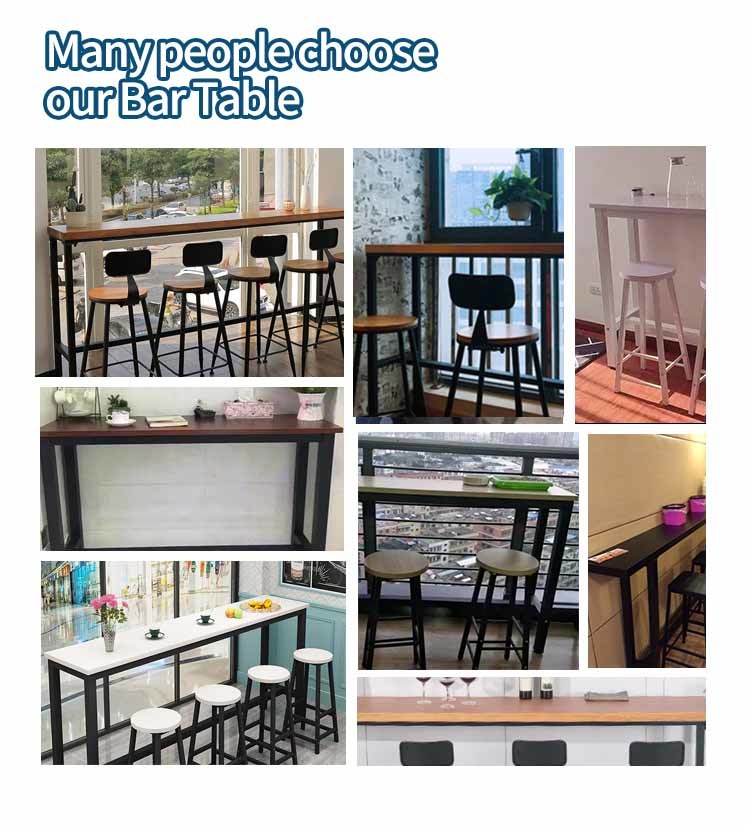 Nordic Wood Rectangle Bar Height Dining Table Set With Bar Stools