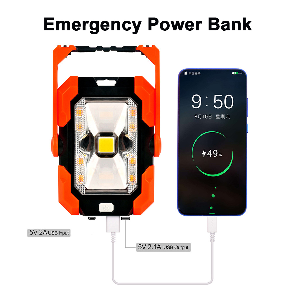 Solar LED Outdoor lighting Portable Camping Light USB Charge LED Work Light Led Rechargeable Flood Lamp