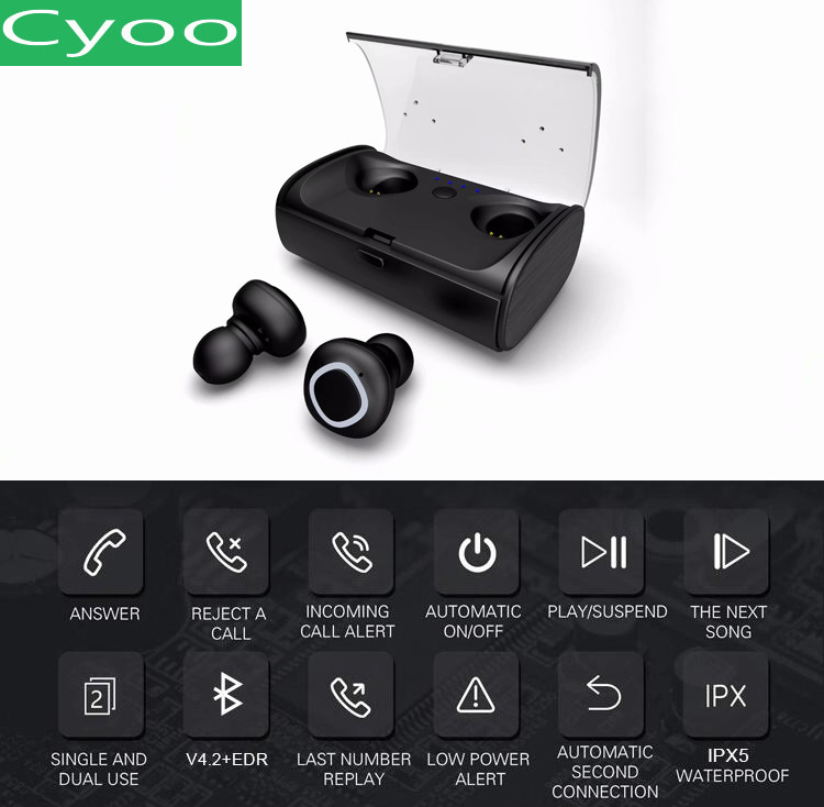 Stereo True Wireless In Ear Headphones , Wireless Bluetooth Earphones With Charging Case