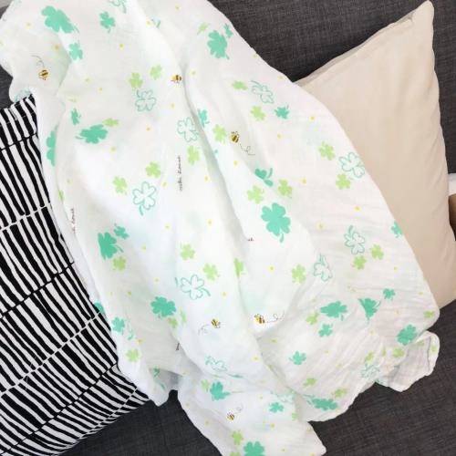 Printed Cotton Muslin Baby Stroller Blanket Hypoallergenic 2 Layers Ultra Soft