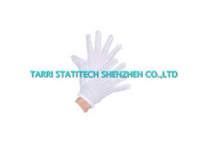Lint Free ESD Striped Plain Gloves Comfortable Polyester White Anti Static Working Glove
