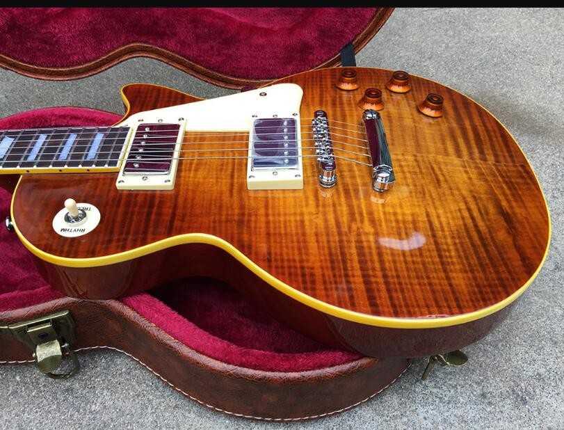 Custom LP electric guitar, Rosewood Fingerboard & Solid Mahogany Body Tobacco Burst electric guitar, Free shipping