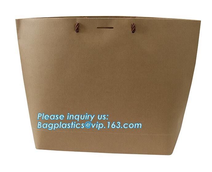 Custom Printed Accept Wholesale Stock White Brown Kraft Paper Shopping Bag With Handle No Minimum, carrier handle bags