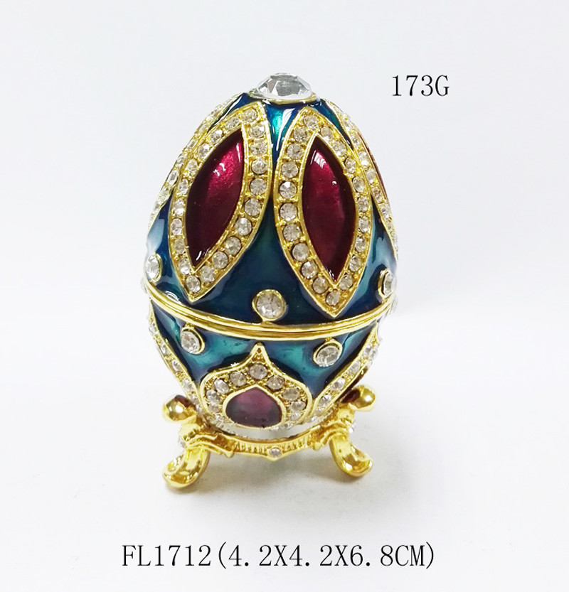 Enamel Faberge Easter Egg Jewelry Box Metal Enameled Painted Easter Egg Jewelry Trinket Box Organizer Home Decoration