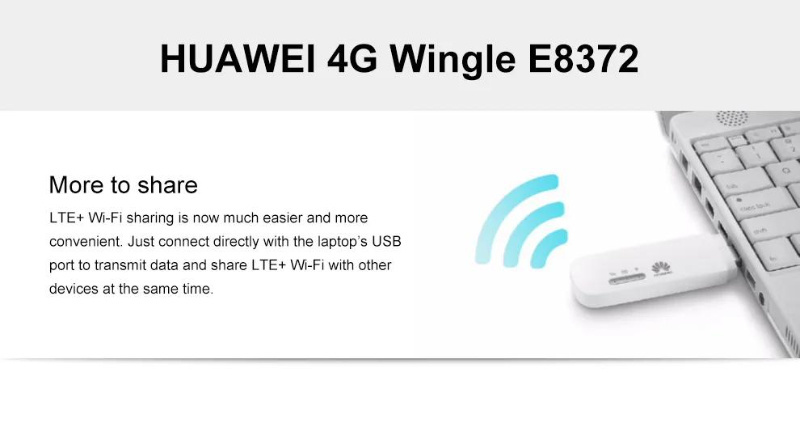 Original Unlocked E8372h-153 Huawei E8372 4G LTE 150Mbps USB Modem Support B1 B3 B7 B8 B20 with 2PCS Antenna