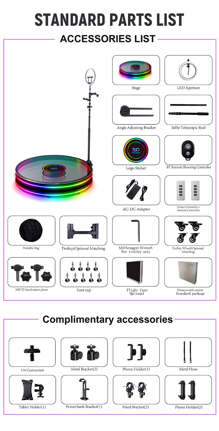 Fashionable 360 Camera Booth Automatic Spinning Arm Rotating Camera Booth Led Glass