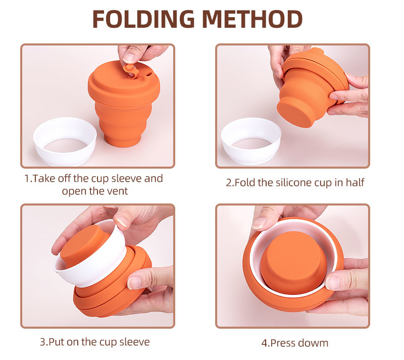 8oz 10oz 12oz Silicone Roll Up Folding Water Bottle Non Toxic
