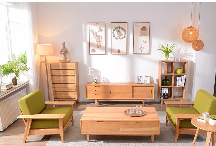 Nordic Simple Sliding Doors New Model Oak Wood Modern TV Stand