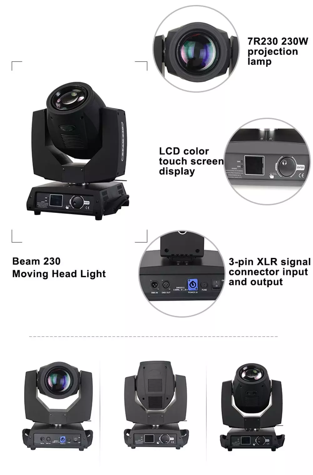 230W LED Stage Lights 6500lm Beam LED Movinghead With Remote Controller