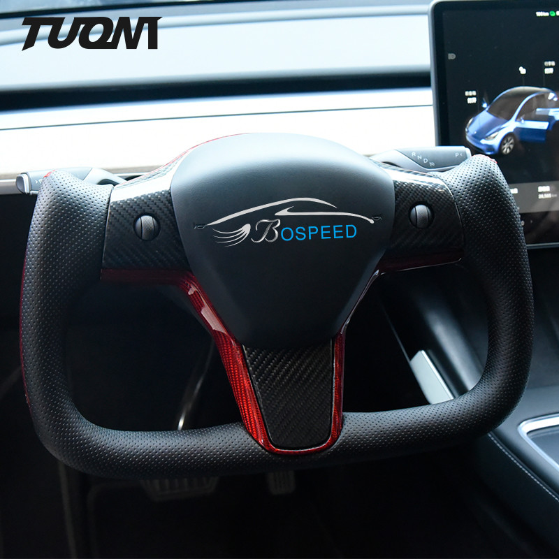 Yoke Tesla Carbon Fiber Steering Wheel 100% Fit Durable Ergonomic Grip