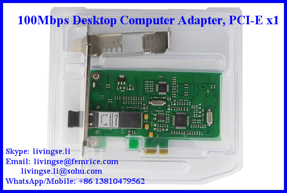 100Mbps PCI-E x1 Desktop Computer Fiber Optic Network Adapter, LC Fiber, FM100FX-LC
