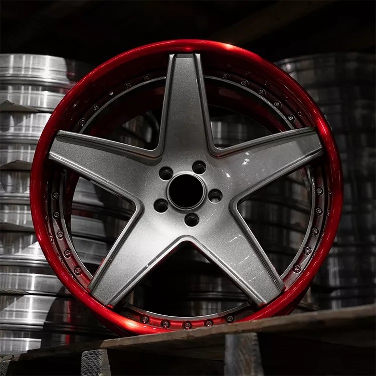 Deep Dish Lip Wheels 5 Spoke Aluminum Custom Forged Wheels 2 Pieces Forged Alloy Wheels For Sports Car
