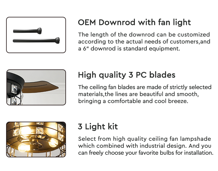 Lamp Body Material Metal 1stshine LED Ceiling Fan with Light Kit and Remote Control