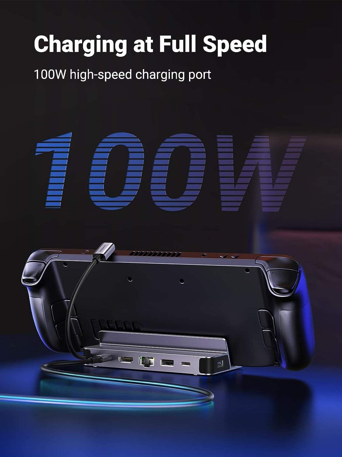 Steam Deck Dock 6-in-1 USB C Docking Station with 4K@60Hz HD-MI Gigabit Ethernet PD 100W Charging Steam Deck Stand