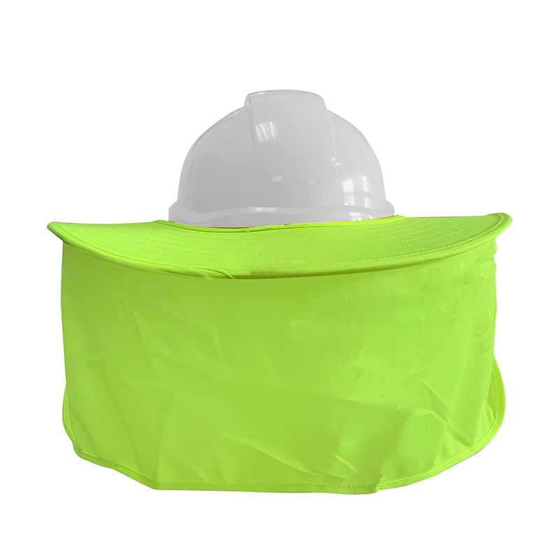 Lime and Orange High Visibility Sun Protection Helmet Curtain for Breathable Sunshade