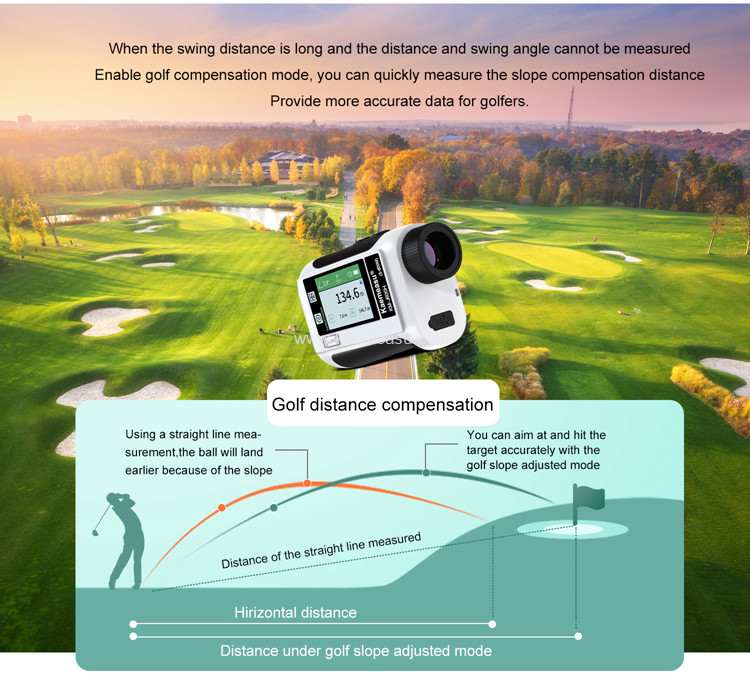 kaemeasu USB Charging Golf Rangefinder Big Screen Laser Range Finder Slope Switch Flagpole Lock J1500