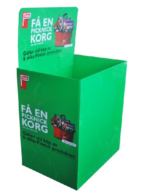 Environmentally Friendly Cardboard Display Bins Blue Color Gloss Surface