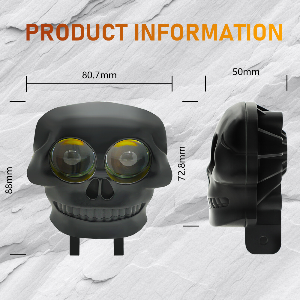 Skull Style Yellow White Color Motorbike Spotlight LED Light Accessories