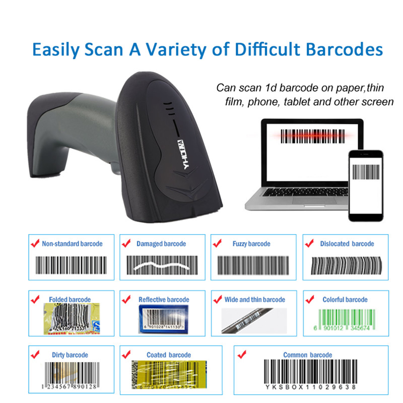 Industrial Wireless Barcode Scanner Reader 2D For Windows Mac Linux