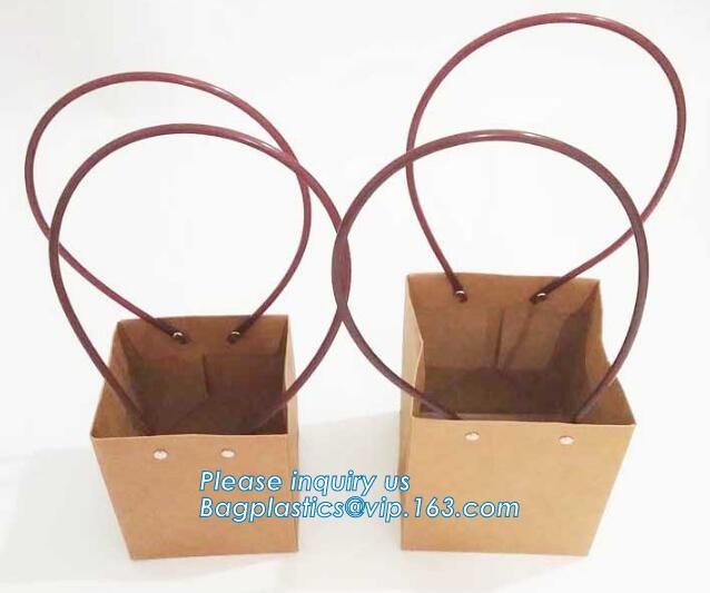 OEM Logo Printed Paper Packaging Bag Custom Good Quality Flower Carrier Bag,Art Paper Flower Carrier Bag Shopping Bags W