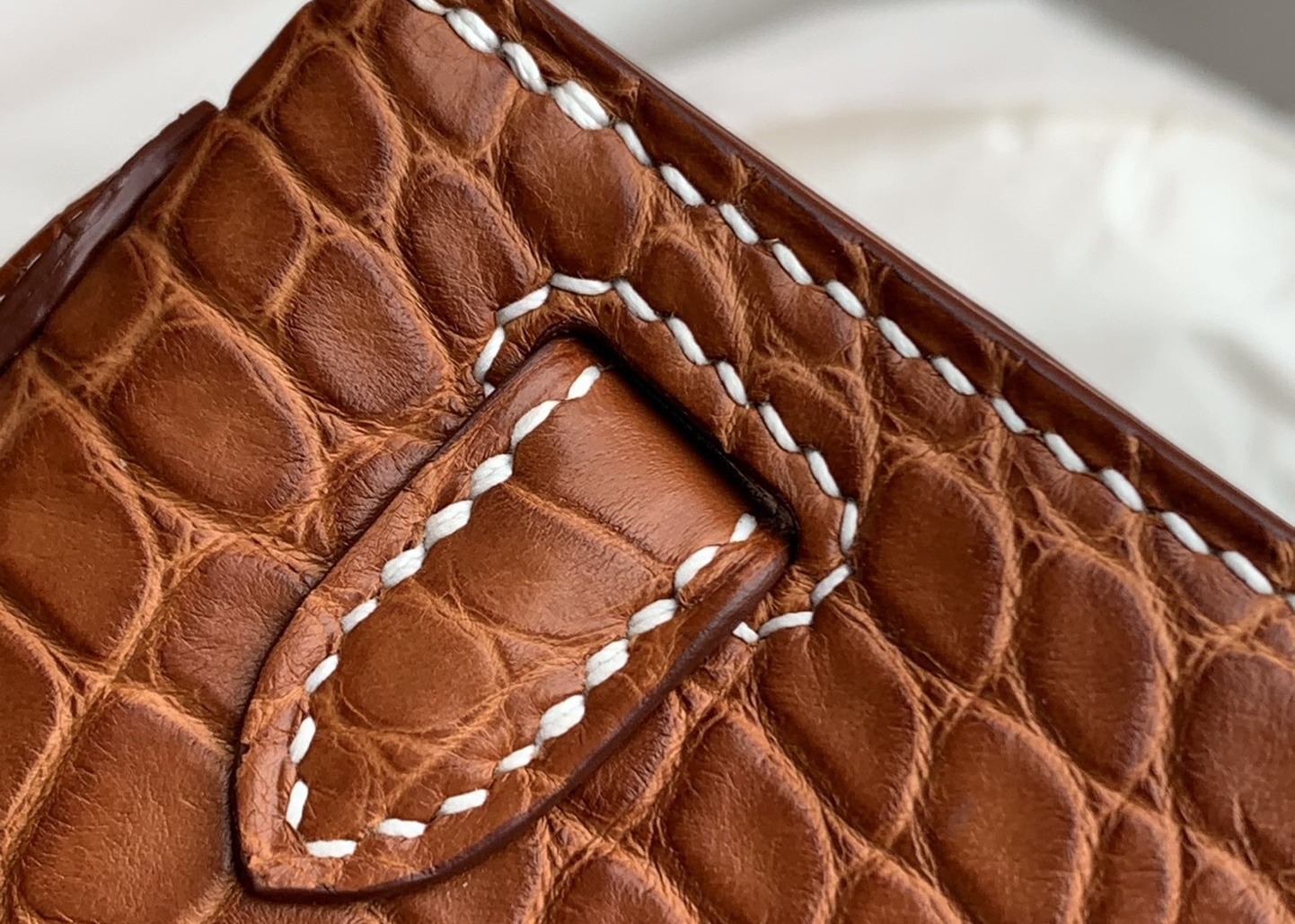 Square Crocodile Skin Bag , Yellowish Brown Crocodile Skin Handbag