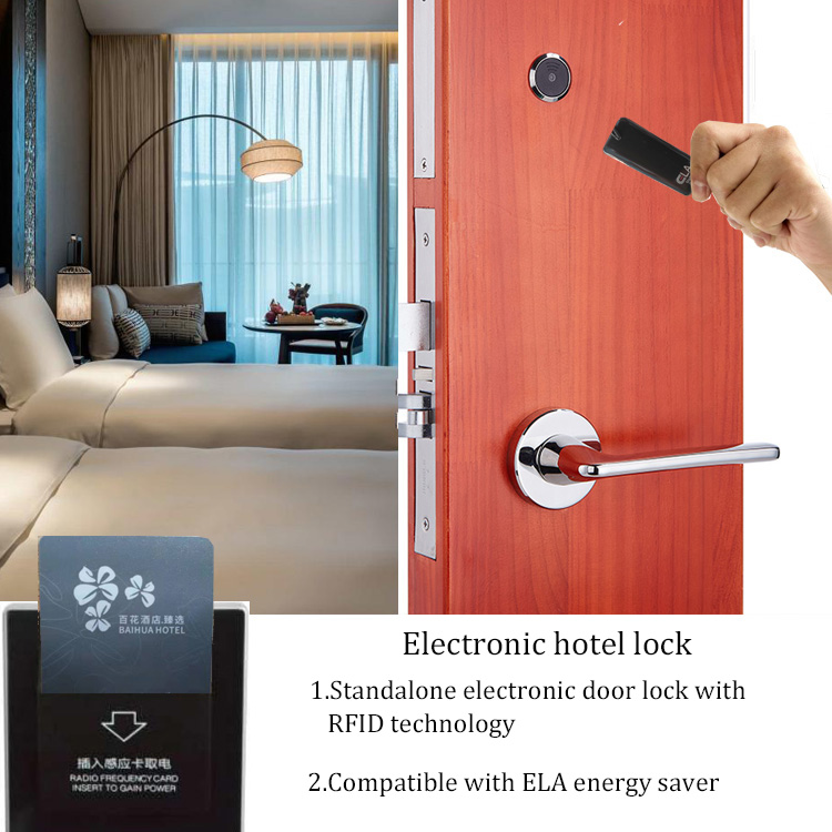 Stainless Steel RFID Hotel Lock Gray Smart Keyless Door Lock