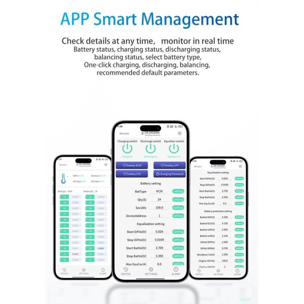 Enerkey 16S-24S 250A Lifepo4 BMS with 8A Active Balancer and BT/CAN Bus/RS485 for Li-ion/LTO/SIB Battery Power Cabinet