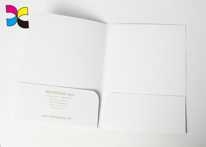 250g C1S Art Paper File Folder With 2 Pocket Customized Shape In CMYK Color Printing Outside