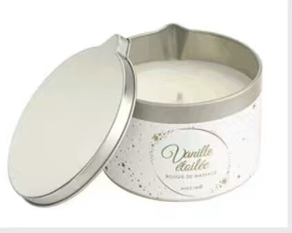 Home scented soy tin candle with vanilla fragrance be loaded in decor printed tin box